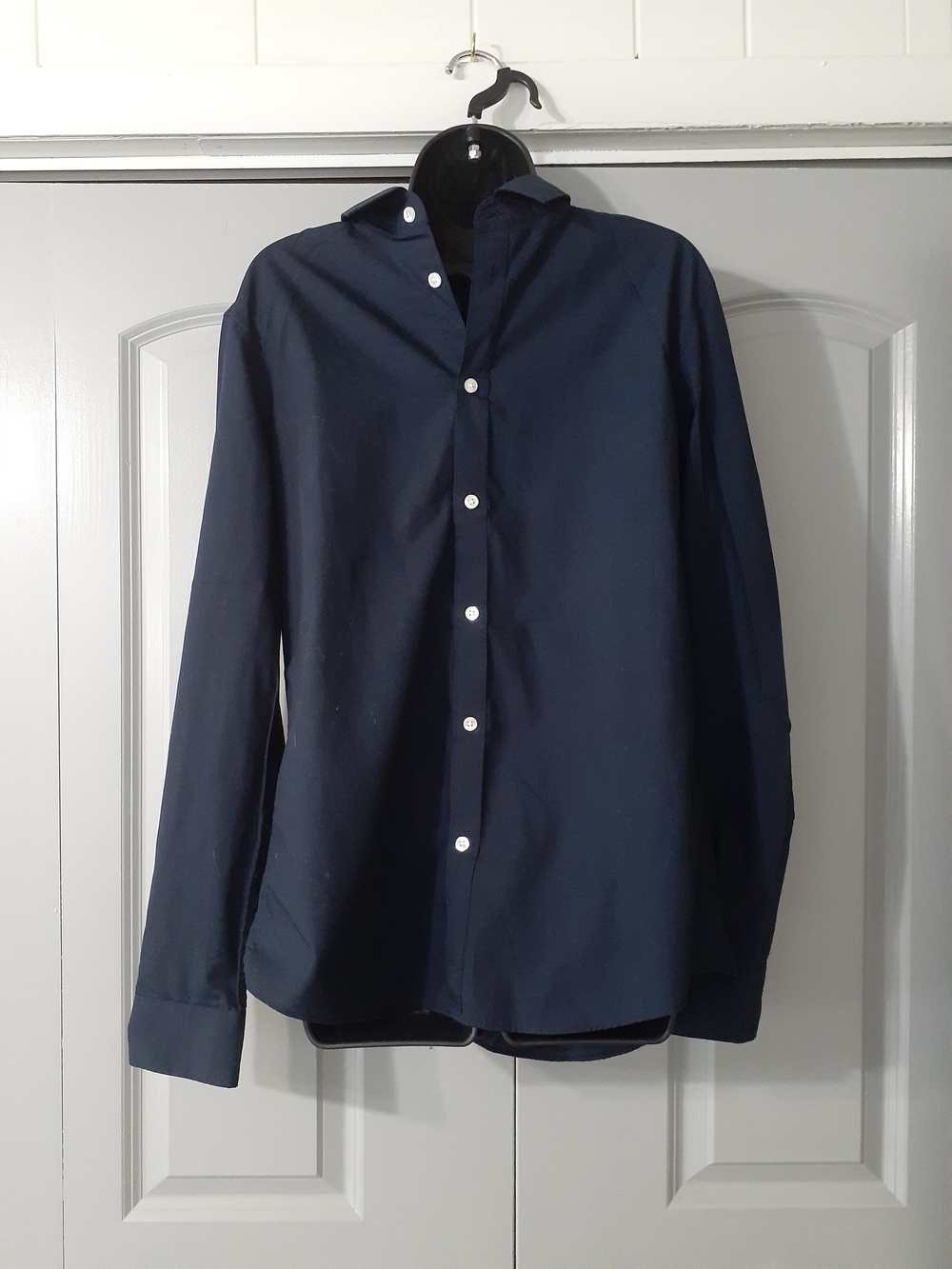 H&M Navy Blue Slim Fit Button-Down Shirt